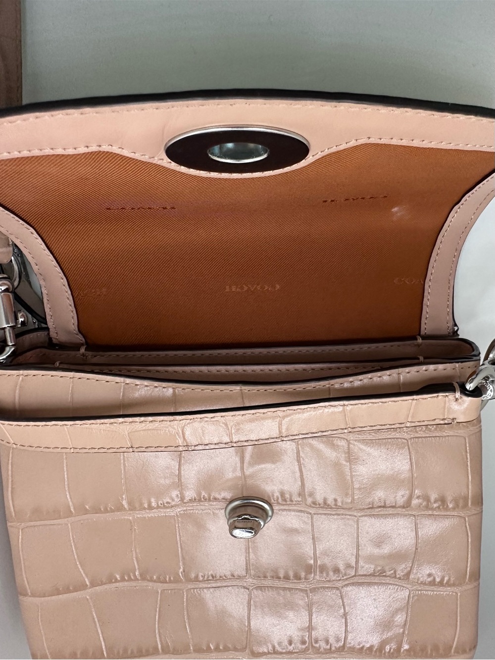 Coach Croc-Embossed Crossbody in Blush Taupe - Picture 4 of 5